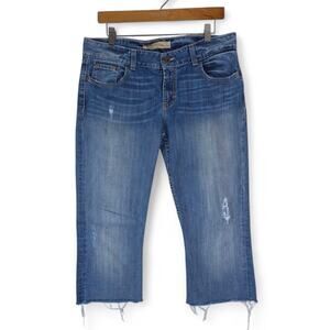 BKE Jeans Womens 34x20 Blue Culture Boot Cut Off Crop Raw Hem DIY Ankle Cropped